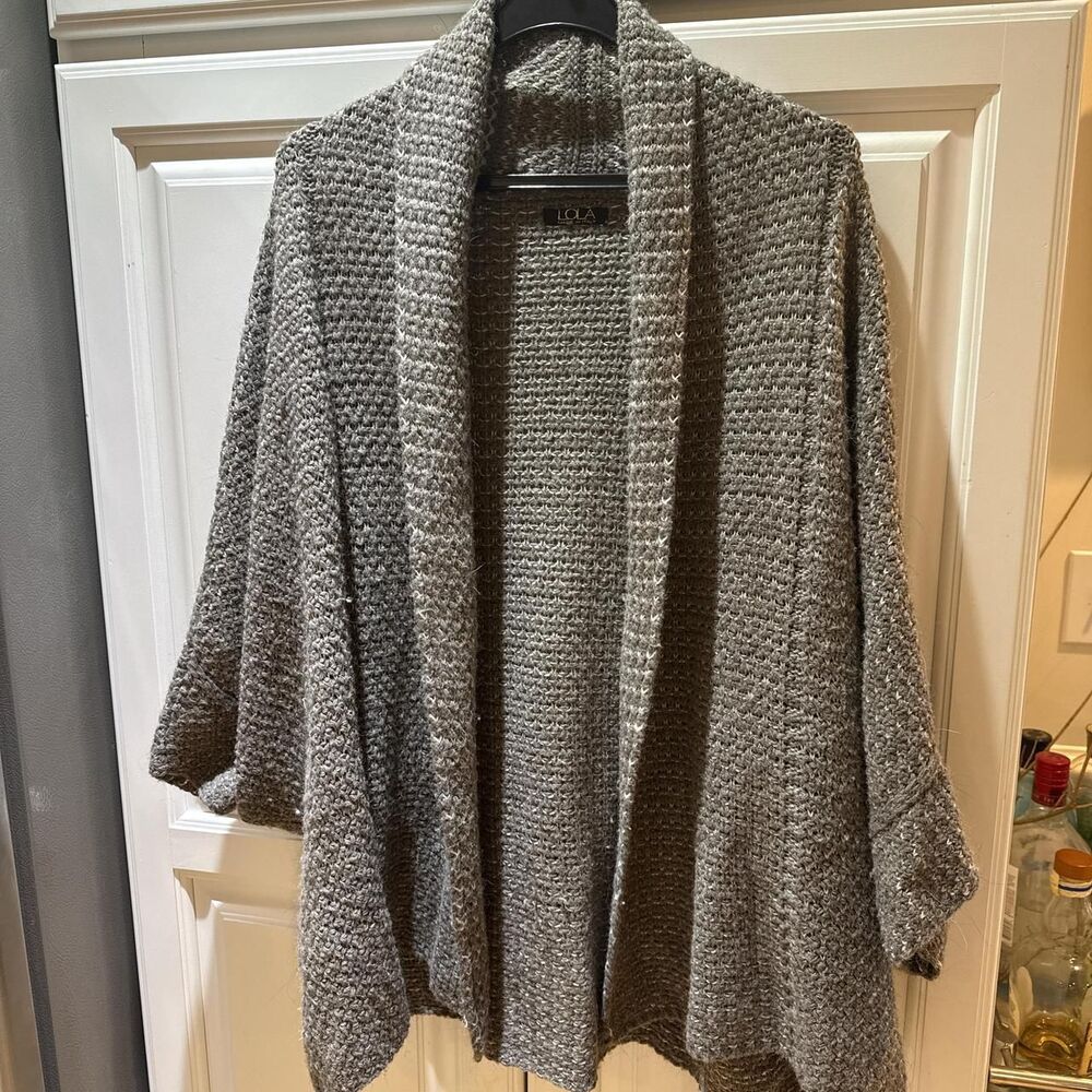 Unbranded Women's Grey and Green Cardigan 6-8